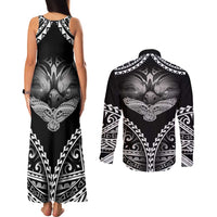 Hawaiian Hawk Couples Matching Tank Maxi Dress and Long Sleeve Button Shirt Polynesian Pattern Style LT05 - Polynesian Pride