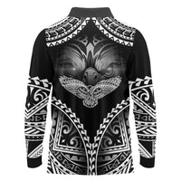 Hawaiian Hawk Long Sleeve Polo Shirt Polynesian Pattern Style