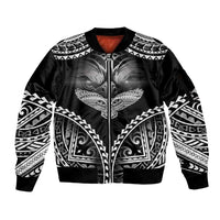 Hawaiian Hawk Sleeve Zip Bomber Jacket Polynesian Pattern Style LT05 Unisex Black - Polynesian Pride