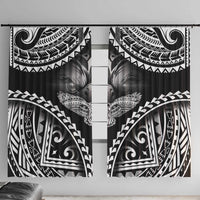 Hawaiian Hawk Window Curtain Polynesian Pattern Style LT05 With Hooks Black - Polynesian Pride