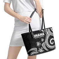 Hawaii Ohana Means Family Leather Tote Bag Sea Turtle Polynesian Style LT05 - Polynesian Pride
