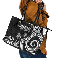 Hawaii Ohana Means Family Leather Tote Bag Sea Turtle Polynesian Style LT05 - Polynesian Pride