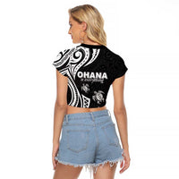 Hawaii Ohana Means Family Raglan Cropped T Shirt Sea Turtle Polynesian Style LT05 - Polynesian Pride