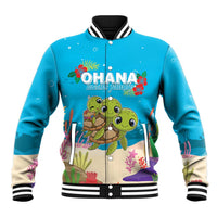 Ohana Hawaii Baseball Jacket Kawaii Family Turtle LT05 Unisex Blue - Polynesian Pride