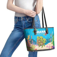 Ohana Hawaii Leather Tote Bag Kawaii Family Turtle LT05 - Polynesian Pride
