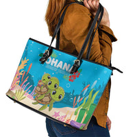 Ohana Hawaii Leather Tote Bag Kawaii Family Turtle LT05 - Polynesian Pride