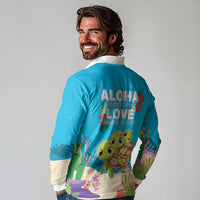Ohana Hawaii Long Sleeve Polo Shirt Kawaii Family Turtle