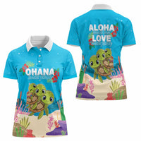 Ohana Hawaii Women Polo Shirt Kawaii Family Turtle LT05 - Polynesian Pride