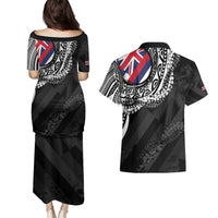 Hawaii King Flag Couples Matching Puletasi and Hawaiian Shirt Hawaiian Maile Lei - Polynesian Pride