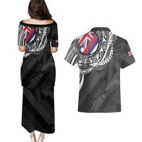 Hawaii King Flag Couples Matching Puletasi and Hawaiian Shirt Hawaiian Maile Lei LT05 - Polynesian Pride