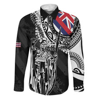Hawaii King Flag Family Matching Long Sleeve Bodycon Dress and Hawaiian Shirt Hawaiian Maile Lei - Polynesian Pride