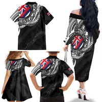 Hawaii King Flag Family Matching Off The Shoulder Long Sleeve Dress and Hawaiian Shirt Hawaiian Maile Lei - Polynesian Pride