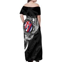Hawaii King Flag Family Matching Off Shoulder Maxi Dress and Hawaiian Shirt Hawaiian Maile Lei - Polynesian Pride
