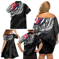 Hawaii King Flag Family Matching Off Shoulder Short Dress and Hawaiian Shirt Hawaiian Maile Lei - Polynesian Pride