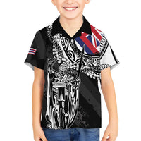 Hawaii King Flag Family Matching Off Shoulder Short Dress and Hawaiian Shirt Hawaiian Maile Lei - Polynesian Pride