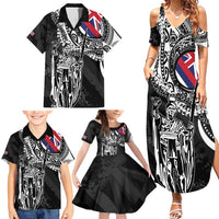 Hawaii King Flag Family Matching Summer Maxi Dress and Hawaiian Shirt Hawaiian Maile Lei - Polynesian Pride