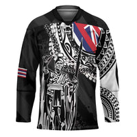 Hawaii King Flag Hockey Jersey Hawaiian Maile Lei LT05 Unisex Black - Polynesian Pride