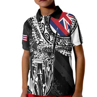 Hawaii King Flag Kid Polo Shirt Hawaiian Maile Lei LT05 Kid Black - Polynesian Pride
