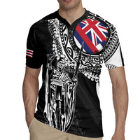 Hawaii King Flag Rugby Jersey Hawaiian Maile Lei LT05 - Polynesian Pride