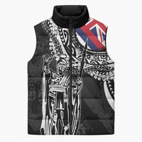 Hawaii King Flag Sleeveless Puffer Jacket Hawaiian Maile Lei - Polynesian Pride