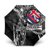 Hawaii King Flag Umbrella Hawaiian Maile Lei LT05 One Size Folded 11.42 inch Opened Diameter 37.4 inch Black - Polynesian Pride