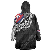 Hawaii King Flag Wearable Blanket Hoodie Hawaiian Maile Lei - Polynesian Pride