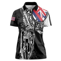 Hawaii King Flag Women Polo Shirt Hawaiian Maile Lei LT05 Female Black - Polynesian Pride
