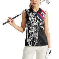 Hawaii King Flag Women Sleeveless Polo Shirt Hawaiian Maile Lei - Polynesian Pride