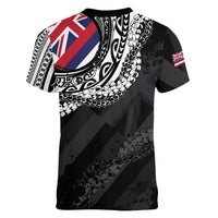 Hawaii King Flag Women V-Neck T-Shirt Hawaiian Maile Lei LT05 - Polynesian Pride