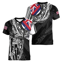 Hawaii King Flag Women V-Neck T-Shirt Hawaiian Maile Lei LT05 - Polynesian Pride