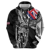 Hawaii King Flag Zip Hoodie Hawaiian Maile Lei - Polynesian Pride