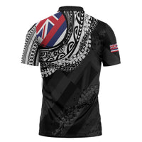 Hawaii King Flag Zipper Polo Shirt Hawaiian Maile Lei LT05 - Polynesian Pride
