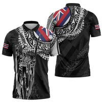 Hawaii King Flag Zipper Polo Shirt Hawaiian Maile Lei LT05 - Polynesian Pride