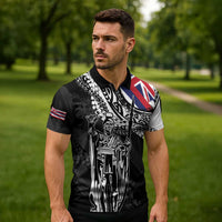 Hawaii King Flag Zipper Polo Shirt Hawaiian Maile Lei LT05 - Polynesian Pride