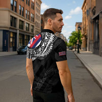 Hawaii King Flag Zipper Polo Shirt Hawaiian Maile Lei LT05 - Polynesian Pride