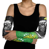 Custom New Zealand Cook Islands Arm Sleeves Maori Tiki With Circle Stars Turtle - Polynesian Pride
