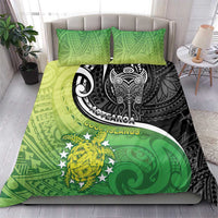 New Zealand Cook Islands Bedding Set Maori Tiki With Circle Stars Turtle - Polynesian Pride