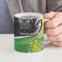 Custom New Zealand Cook Islands Ceramic Mug Maori Tiki With Circle Stars Turtle - Polynesian Pride