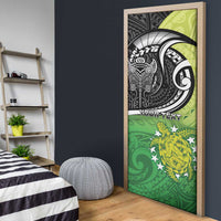 Personalised New Zealand Cook Islands Door Cover Maori Tiki With Circle Stars Turtle LT05 - Polynesian Pride
