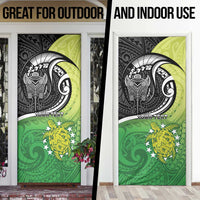 Personalised New Zealand Cook Islands Door Cover Maori Tiki With Circle Stars Turtle LT05 - Polynesian Pride