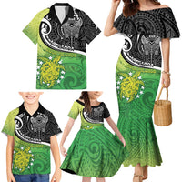 Custom New Zealand Cook Islands Family Matching Mermaid Dress and Hawaiian Shirt Maori Tiki With Circle Stars Turtle - Polynesian Pride