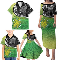 Custom New Zealand Cook Islands Family Matching Puletasi and Hawaiian Shirt Maori Tiki With Circle Stars Turtle - Polynesian Pride