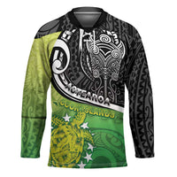 Custom New Zealand Cook Islands Hockey Jersey Maori Tiki With Circle Stars Turtle - Polynesian Pride
