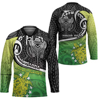 Custom New Zealand Cook Islands Hockey Jersey Maori Tiki With Circle Stars Turtle - Polynesian Pride