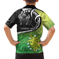 Custom New Zealand Cook Islands Kid Hawaiian Shirt Maori Tiki With Circle Stars Turtle - Polynesian Pride