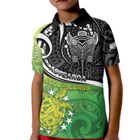 Custom New Zealand Cook Islands Kid Polo Shirt Maori Tiki With Circle Stars Turtle - Polynesian Pride