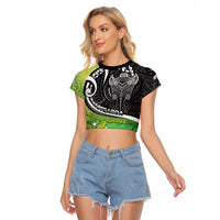 Custom New Zealand Cook Islands Raglan Cropped T Shirt Maori Tiki With Circle Stars Turtle - Polynesian Pride