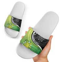 New Zealand Cook Islands Slide Sandals Maori Tiki With Circle Stars Turtle - Polynesian Pride