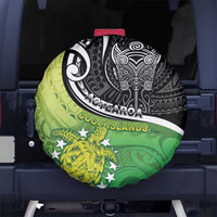 New Zealand Cook Islands Spare Tire Cover Maori Tiki With Circle Stars Turtle - Polynesian Pride