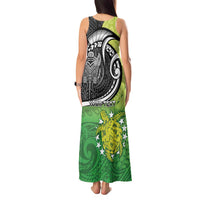 Custom New Zealand Cook Islands Tank Maxi Dress Maori Tiki With Circle Stars Turtle - Polynesian Pride